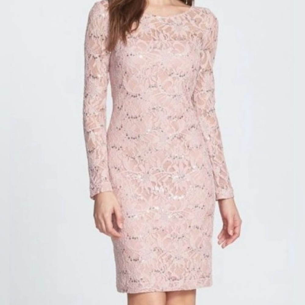 Light Pink JS Collections women’s cocktail dress, pink with sequins, size 10